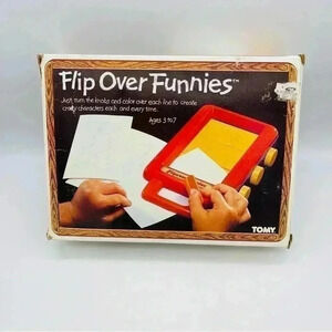 Vintage 1980's Tomy Flipover Funnies Rubbing Tracing Sketch Toy